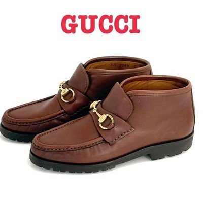 GUCCI Horsebit Ankle Boots Chukka Leather Brown Women's Size 37 (US 7) 060909d