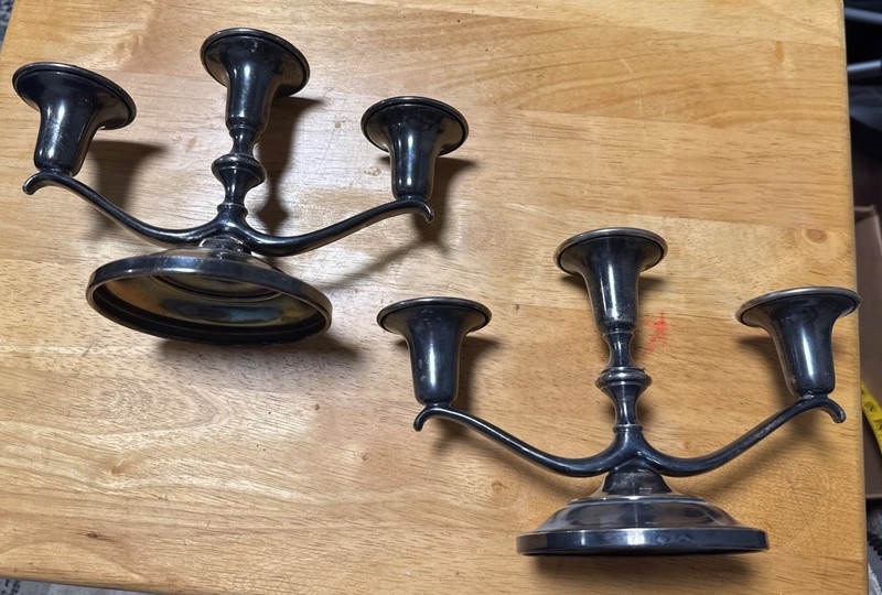 Pair of Vintage Silver Plate 3 Arm Candelabra - Low Profile - #431 Mid Century