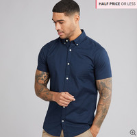 Jack & Jones Short Sleeve Shirt (Navy) - XXL