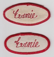 PAIR Vintage Name Breast Patch Insignia Uniform Mechanic Employee Coverall ERNIE