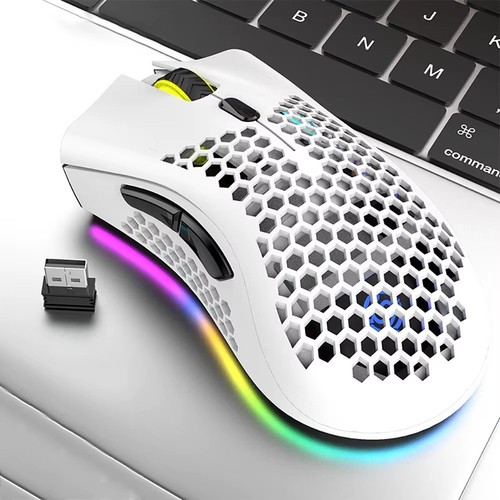 RGB Wireless Gaming Mouse | Lightweight Honeycomb Design with USB Receiver | Rec - Afbeelding 2 van 7