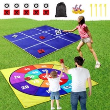 2-in-1 Outdoor Giant Tic Tac Toe Bean Bag Toss Games for Kids Adults, 4.5Ft D...