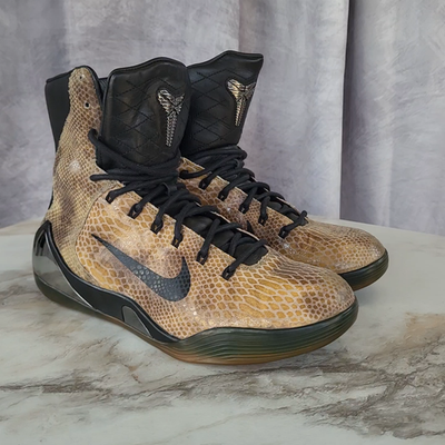 NIKE KOBE IX HIGH EXT QS スネークスキン 30cm Nike Kobe IX/9 EXT QS Snakeskin Tan/Black Men's Size 9.5 No