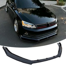 Front Bumper Lip Spoiler For Vw Jetta Mk6.5 2015-2018 Gloss Black 3pcs