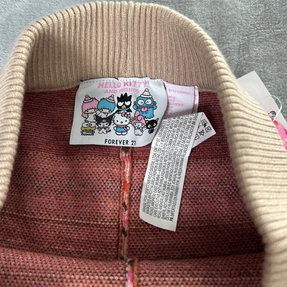 Leggings de malha Hello Kitty X Forever 21 Fair Isle rosa coração aconchegante pequena fofa - Imagem 4 de 4