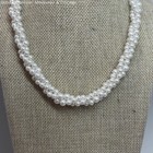 Silver Tone Faux Pearl Triple Strand Twisted Necklace 26.7g — photo 1
