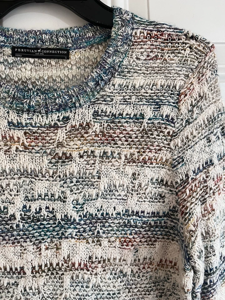 Suéter Peruvian Connection Algodón Alpaca Para Mujer S Multicolor Tejido Abierto Boho Foto 3 de 4