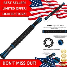 Compact Deep Tissue Massage Roller with 9 Rotating Rollers - Ideal for Athletes