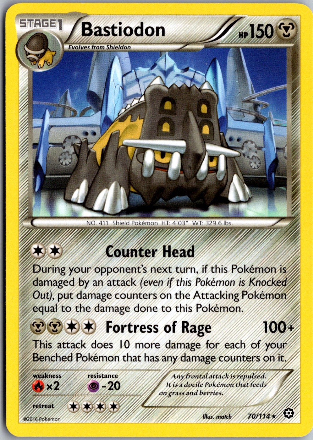 Bastiodon 70/114 Rare Steam Siege Lightly Played Pokemon Card TCG Single
