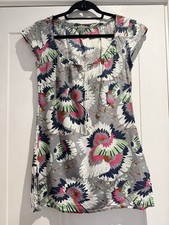 White Stuff Floral Tunic Dress | 100% Cotton | Boho  | Grey Pink Green | UK 8