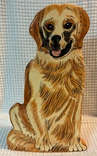 GOLDEN RETRIEVER 15 3/4 INCHES TALL NINA LYMAN CERAMIC VASE/PLANTER FLAW