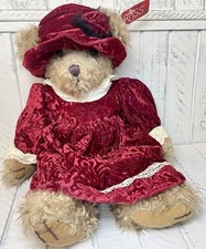 Russ Memories Of Love Alexandra Teddy Bear With Red Velvet Dress And Hat 17