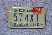 1994 Indiana MOTORCYCLE DEALER License Plate