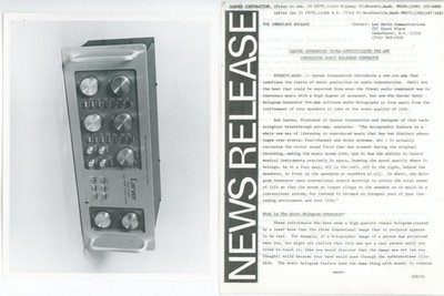 1979 Carver HiFi Audio C-4000 Pre-Amp Sonic Hologram Generator Dealer Brochure