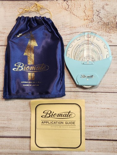 BIOMATE Vintage Biorhythmus Taschenrechner und Tragetasche 70er Jahre Made in Japan