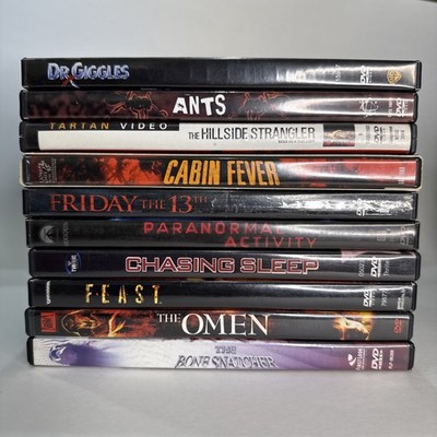 Horror Movie DVD Lot 10 Movies Dr. Giggles Hillside Strangler Ants Cabin Fever