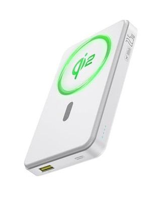 BASEUS MAGSAFE PORTABLE CHARGER FOR IPHONE, 10,000MAH 15W MAGPOWER BANK WHITE