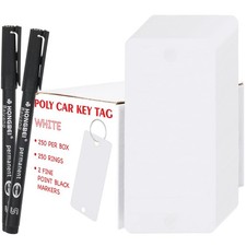 Blank Poly Key Tags 250 Pcs, Thicken Car Key Tags with 250 Rings and 2 Black ...