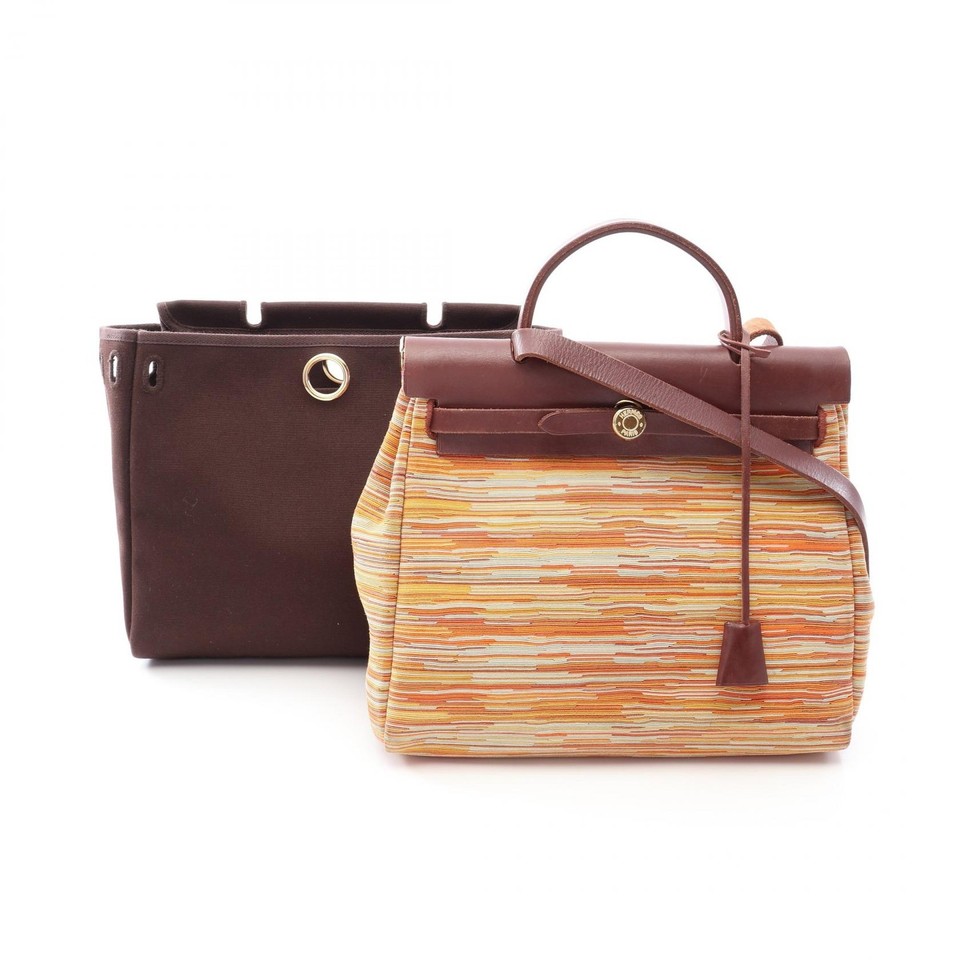 HERMES Herbag PM shoulder Handbag F Vibrato Hunter leather Brown Used GHW