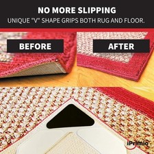Rug Corner Grippers 4-Pack - Flattens Edges to Hold Rugs in Place - Impedes Curl