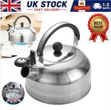 2L Stainless Steel Whistling Camping Kettle Cordless Gas Hob Kitchen Teapot
