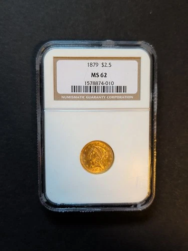 1879 MS62 NGC Liberty Head Quarter Eagle $2.5 Gold Coin Beautiful Luster