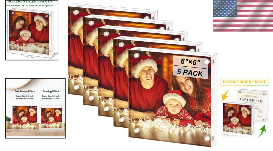 Marcos de fotos de acrílico transparente sin marco - Paquete de 5 Foto 2 de 4