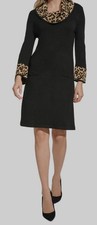 Jessica Howards Women's Black Contrast-Trim Cowl Neck Sweater Dress Size L