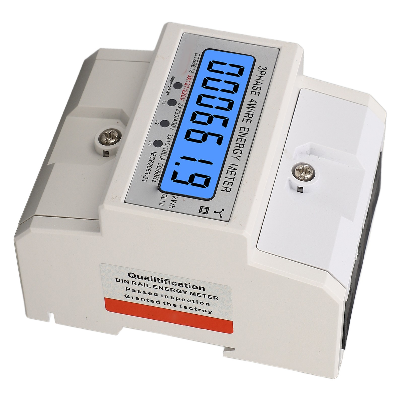 Digital Energy Meter 3 Phase 4 Wire KWh Electricity Wattmeter DIN Rail Backlight
