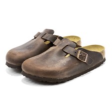 Women  s Birkenstock Boston Soft Footbed Habana Leather Clog Shoes