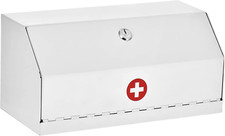 Secure Locking Medicine Box - Wall Mounted Steel First Aid Storage with Key
