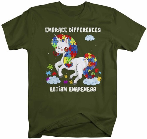 Men's Autism Shirt Embrace Differences Shirt Autism T Shirt Unicorn Shirt Unicor - 第 10/27 張圖片
