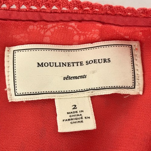 Anthropologie Moulinette Soeurs Lace Peplum Blouse Women's Size 2 Orange Floral - Picture 11 of 13