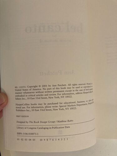 Bel Canto: Ein Roman von Ann Patchett (2001) Advance Reader's Edition ARC - Bild 4 von 4