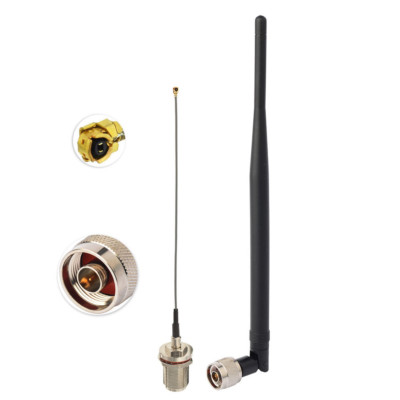 Wireless 2.4Ghz 7dBi N Male WiFi Omni Antenna +15cm U.FL to N Female Cable 15cm