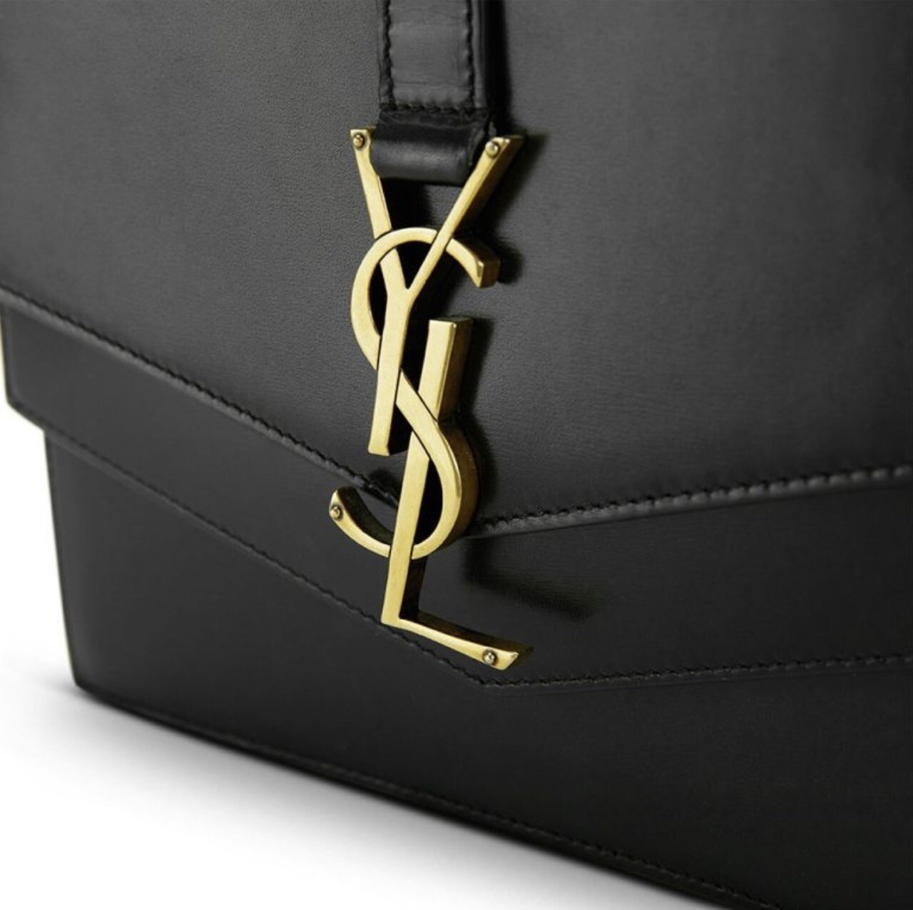 Borsa a tracolla Saint Laurent Sunset Bronzo Hardware Media Pelle Nera