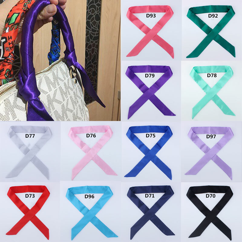 Elegant Solid Thin Silk Scarf for Hair Neck Belt or Party Accessory