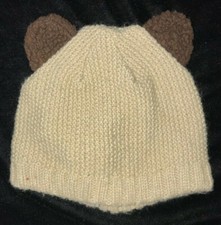 THE CHILDRENS PLACE tan knit WINTER HAT brown furry ears size 24 month to 4T lin