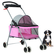 Pet Cat Dog Stroller 4 Wheels Jogger Puppy Travel Carrier Portable Doggie Cage S