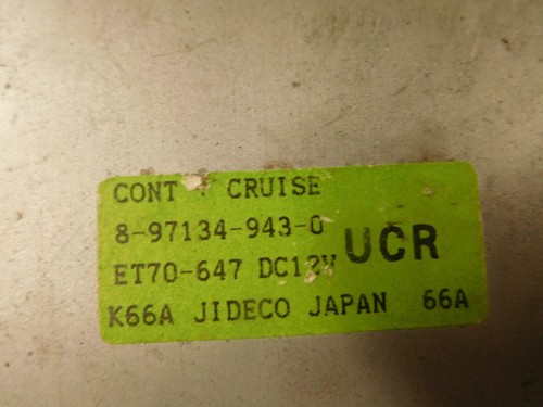 1996 Isuzu Rodeo Cruise Control Module 8-97134-943-0 3.2L V6 A/T - Picture 2 of 5