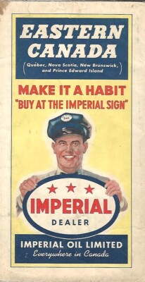 1941 IMPERIAL OIL LTD Road Map EASTERN CANADA Maritimes NB NS PE QC + Airways