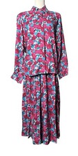 Vtg Country Sophisticates Pendleton 2 Piece Blouse Maxi Skirt Pink Blue Floral 6