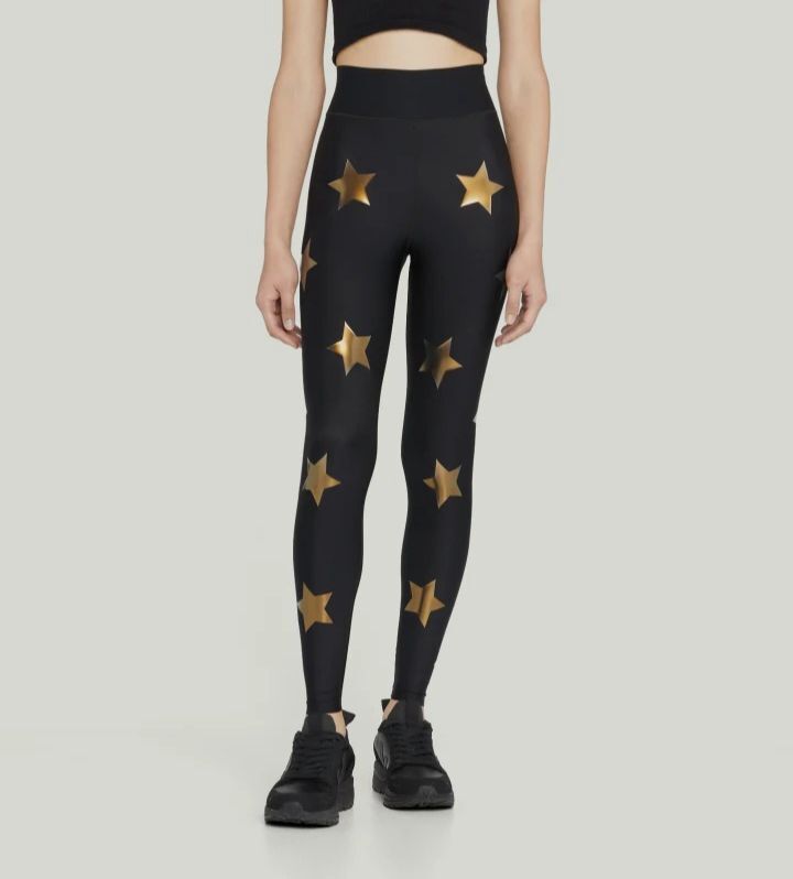 $198 Ultracor Women's Black Lux Knockout Star-Print Ankle Legging Pants Size XS