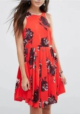 Women's Free People 'Flutter By' Floral Print Skater Dress RED, Size 6