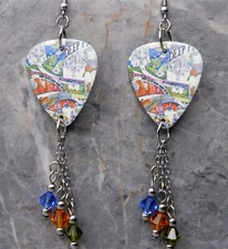 Deep Purple The Book Of Taliesyn Guitar Pick Earrings with Swarovski Crystals