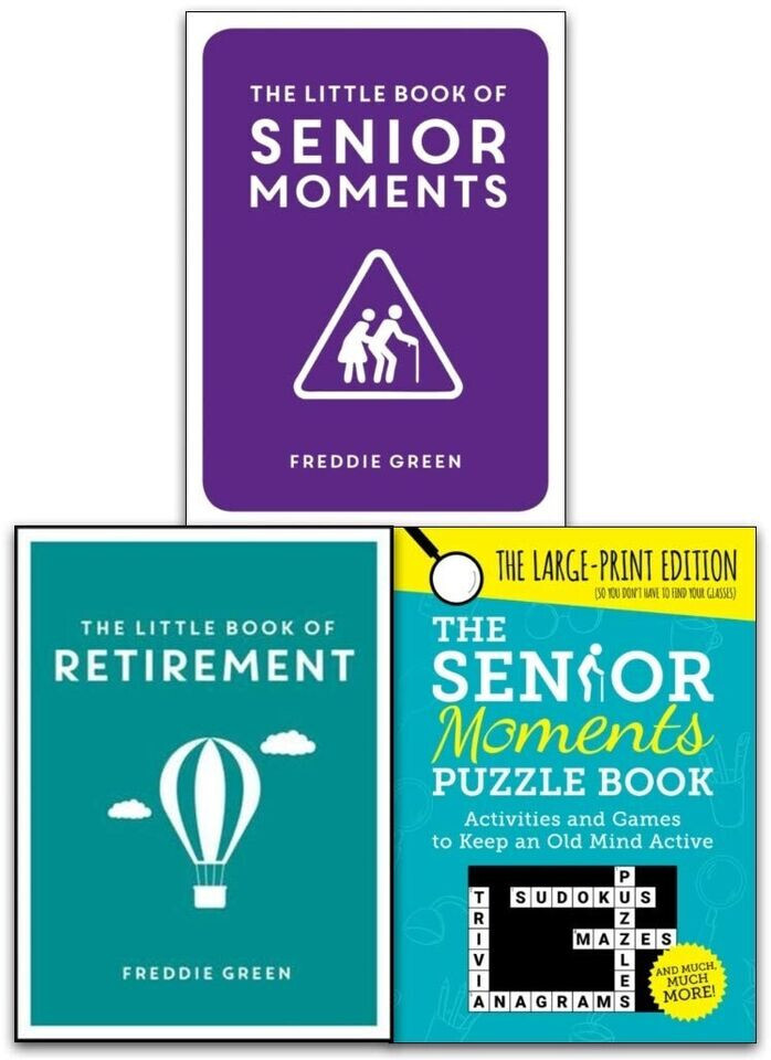 Freddie Green Collection 3 Book Set Senior Moments Puzzle, Retirement,Senior Mom