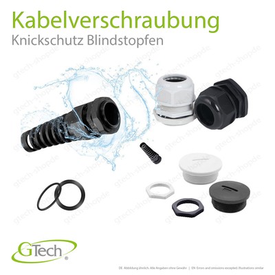 Kabelverschraubung Knickschutz Blindstopfen PG und Metrisch M kV