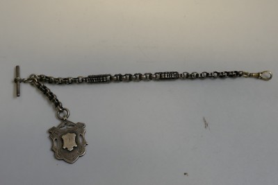 Antique 1901 English Sterling Silver Fancy Link Albert Watch Chain 36.9g
