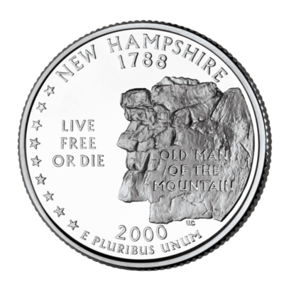 🇺🇸 US Quarter coin 25 cents, New Hampshire, Live Free or Die