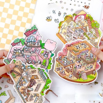 Visual Stacking dreidimensionaler Aufkleber Miniatur Szene Sticker Deko